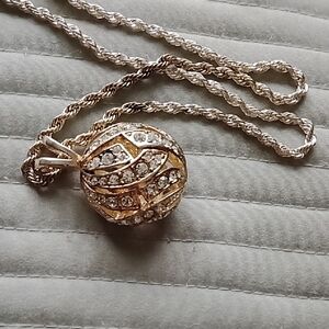 Vermeil Gold and Silver Crystal Pendant Necklace